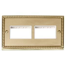 Click GCBR406WH MiniGrid Georgian Style 2 Gang 2x3 Aperture Deco Unfurnished Front Plate - White Insert image
