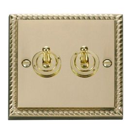Click GCBR422 Deco Georgian Style 2 Gang 10AX 2 Way Dolly Toggle Switch image