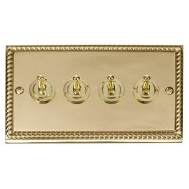 Click GCBR424 Deco Georgian Style 4 Gang 10AX 2 Way Dolly Toggle Switch image