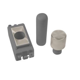 Click GM050GYBS GridPro Brushed Steel 1 Module Dimmer Mounting Kit - Grey Insert