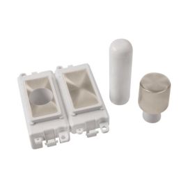 Click GM150PWBS GridPro Brushed Steel 2 Module Dimmer Mounting Kit - White Insert