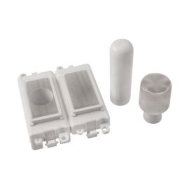 Click GM150PWSS GridPro Stainless Steel 2 Module Dimmer Mounting Kit - White Insert image