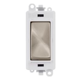 Click GM2004PWBS GridPro Brushed Steel 20AX 2 Way Retractive Switch Module - White Insert