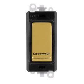 Click GM2018BKBR-MW GridPro Polished Brass 20AX 2 Pole MICROWAVE Switch Module - Black Insert image