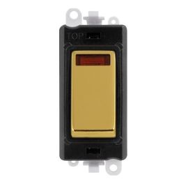 Click GM2018NBKBR GridPro Polished Brass 20AX 2 Pole Neon Switch Module - Black Insert image