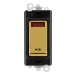Click GM2018NBKBR-HB GridPro Polished Brass 20AX 2 Pole Neon HOB Switch Module - Black Insert image