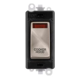 Click GM2018NBKBS-CH GridPro Brushed Steel 20AX 2 Pole Neon COOKER HOOD Switch Module - Black Insert