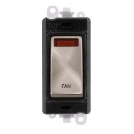 Click GM2018NBKBS-FN GridPro Brushed Steel 20AX 2 Pole Neon FAN Switch Module - Black Insert image