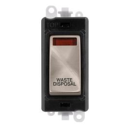 Click GM2018NBKBS-WD GridPro Brushed Steel 20AX 2 Pole Neon WASTE DISPOSAL Switch Module - Black Insert image