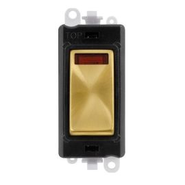 Click GM2018NBKSB GridPro Satin Brass 20AX 2 Pole Neon Switch Module - Black Insert image