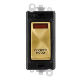 Click GM2018NBKSB-CH GridPro Satin Brass 20AX 2 Pole Neon COOKER HOOD Switch Module - Black Insert image