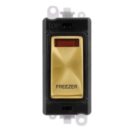 Click GM2018NBKSB-FZ GridPro Satin Brass 20AX 2 Pole Neon FREEZER Switch Module - Black Insert image