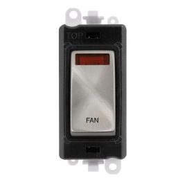 Click GM2018NBKSC-FN GridPro Satin Chrome 20AX 2 Pole Neon FAN Switch Module - Black Insert image