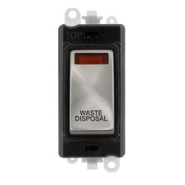 Click GM2018NBKSC-WD GridPro Satin Chrome 20AX 2 Pole Neon WASTE DISPOSAL Switch Module - Black Insert image