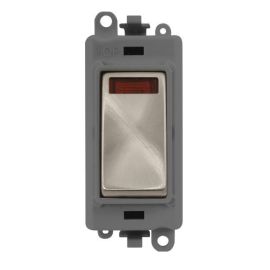 Click GM2018NGYBS GridPro Brushed Steel 20AX 2 Pole Neon Switch Module - Grey Insert image