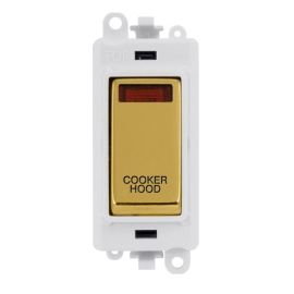 Click GM2018NPWBR-CH GridPro Polished Brass 20AX 2 Pole Neon COOKER HOOD Switch Module - White Insert