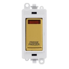 Click GM2018NPWBR-FF GridPro Polished Brass 20AX 2 Pole Neon FRIDGE FREEZER Switch Module - White Insert image