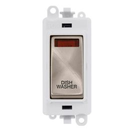 Click GM2018NPWBS-DW GridPro Brushed Steel 20AX 2 Pole Neon DISHWASHER Switch Module - White Insert image