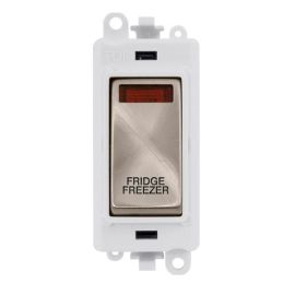 Click GM2018NPWBS-FF GridPro Brushed Steel 20AX 2 Pole Neon FRIDGE FREEZER Switch Module - White Insert image