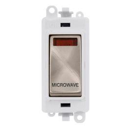 Click GM2018NPWBS-MW GridPro Brushed Steel 20AX 2 Pole Neon MICROWAVE Switch Module - White Insert image
