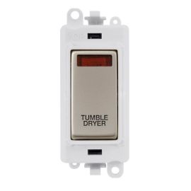 Click GM2018NPWPN-TD GridPro Pearl Nickel 20AX 2 Pole Neon TUMBLE DRYER Switch Module - White Insert