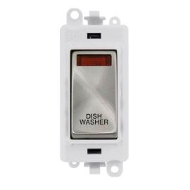 Click GM2018NPWSC-DW GridPro Satin Chrome 20AX 2 Pole Neon DISHWASHER Switch Module - White Insert