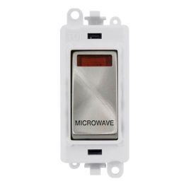 Click GM2018NPWSC-MW GridPro Satin Chrome 20AX 2 Pole Neon MICROWAVE Switch Module - White Insert