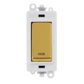 Click GM2018PWBR-HB GridPro Polished Brass 20AX 2 Pole HOB Switch Module - White Insert image