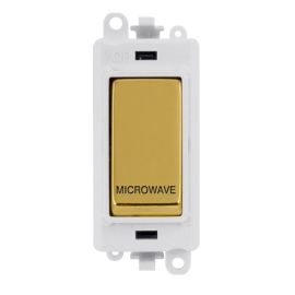 Click GM2018PWBR-MW GridPro Polished Brass 20AX 2 Pole MICROWAVE Switch Module - White Insert image