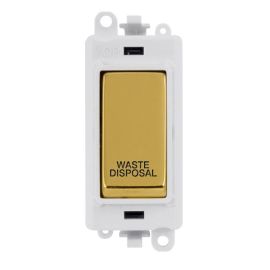 Click GM2018PWBR-WD GridPro Polished Brass 20AX 2 Pole WASTE DISPOSAL Switch Module - White Insert image