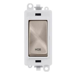 Click GM2018PWBS-HB GridPro Brushed Steel 20AX 2 Pole HOB Switch Module - White Insert image