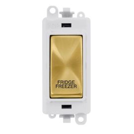 Click GM2018PWSB-FF GridPro Satin Brass 20AX 2 Pole FRIDGE FREEZER Switch Module - White Insert image