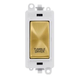 Click GM2018PWSB-TD GridPro Satin Brass 20AX 2 Pole TUMBLE DRYER Switch Module - White Insert