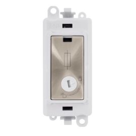 Click GM2047-LPWBS GridPro Brushed Steel 13A Lockable Fused Spur Module - White Insert image