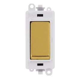 Click GM2075PWBR GridPro Polished Brass 20AX 3 Position Retractive Switch Module - White Insert image