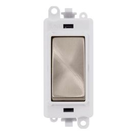 Click GM2075PWBS GridPro Brushed Steel 20AX 3 Position Retractive Switch Module - White Insert image