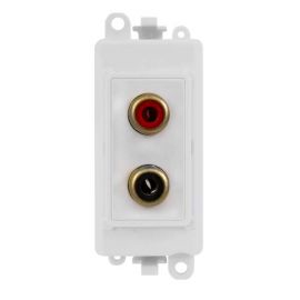 Click GM2490PW GridPro Screw Type 2x RCA Phono Outlet Module - White Insert image
