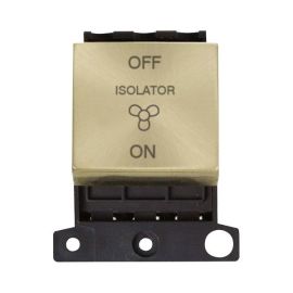 Click MD020SB MiniGrid Satin Brass Ingot 10A 3 Pole Fan Isolation Switch Module