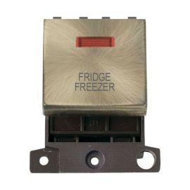 Click MD023AB-FF MiniGrid Antique Brass Ingot 20A Twin Width 2 Pole Neon FRIDGE FREEZER Switch Module image