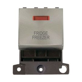 Click MD023BS-FF MiniGrid Brushed Steel Ingot 20A Twin Width 2 Pole Neon FRIDGE FREEZER Switch Module image