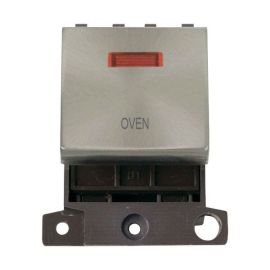 Click MD023BS-OV MiniGrid Brushed Steel Ingot 20A Twin Width 2 Pole Neon OVEN Switch Module image