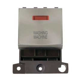 Click MD023BS-WM MiniGrid Brushed Steel Ingot 20A Twin Width 2 Pole Neon WASHING MACHINE Switch Module image