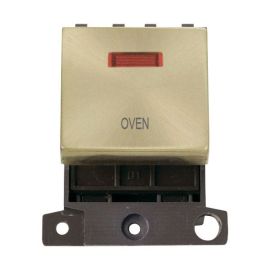 Click MD023SB-OV MiniGrid Satin Brass Ingot 20A Twin Width 2 Pole Neon OVEN Switch Module