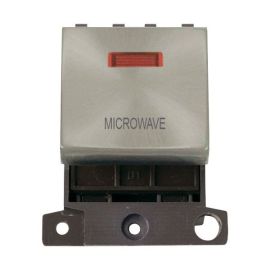 Click MD023SC-MW MiniGrid Satin Chrome Ingot 20A Twin Width 2 Pole Neon MICROWAVE Switch Module image