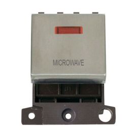 Click MD023SS-MW MiniGrid Stainless Steel Ingot 20A Twin Width 2 Pole Neon MICROWAVE Switch Module image