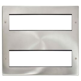 Click MP616BS New Media Brushed Steel 2x8 Aperture Unfurnished Front Plate Yokes image