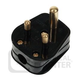 Black 5A Round Pin Rewireable Plug