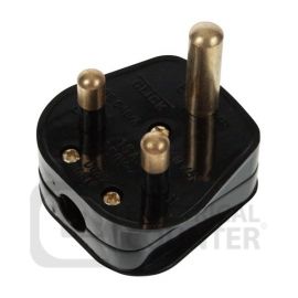 Black 15A Round Pin Rewireable Plug image