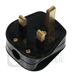 Black Bar Grip Rewireable 13A Resilient Plug Top (5A Fused) image