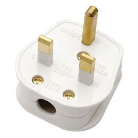 Click PA380WH Essentials White 13A Resilient Non-Standard Bar Grip Plug Top - 13A Fused